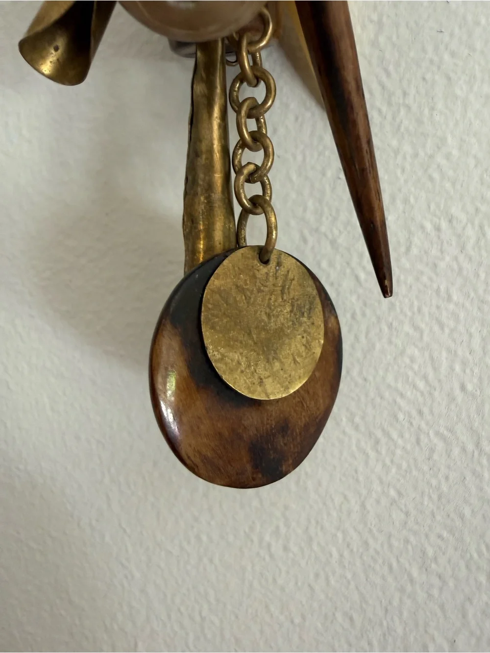 Handmade statement brass bone horn natural materials necklace boho Amsha African